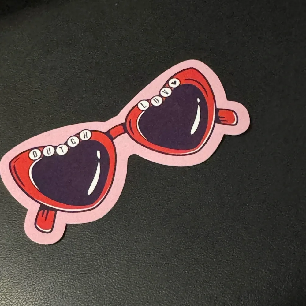 Dutch Bros Coffee Valentine’s Day Sticker Red and Pink Heart Sunglasses Sticker